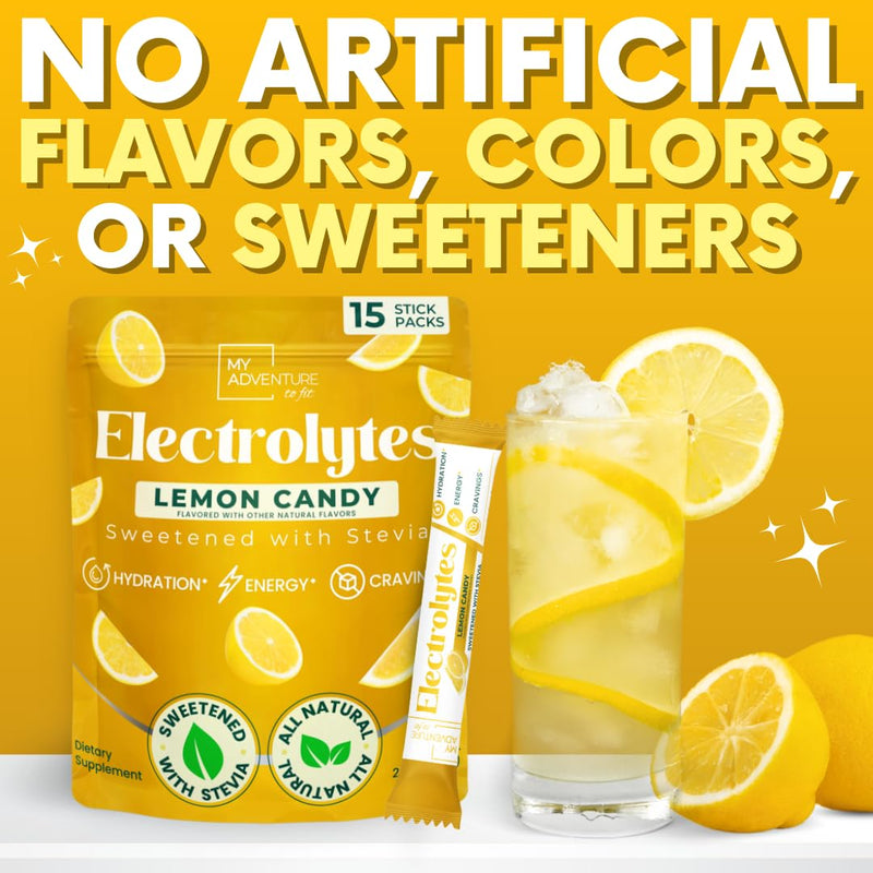 Electrolytes Powder Packets – Lemonade Sugar Free Hydration Drink Mix 15 ct | Refreshing Flavor Makes Water Easy to Drink – Daily Water Enhancer for Everyday Life, Sports, Exercise, Travel & Outdoors 15 Sticks (Pack of 1)