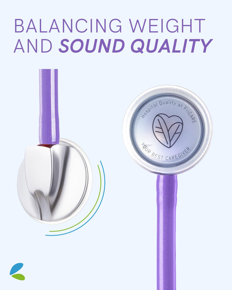 [Australia] - FriCARE Purple Stethoscopes for Nurses, Doctors and Nursing School Students, Lightweight Single Head Stethoscopes kit for Home Use Medical Supplies Purple Charm 