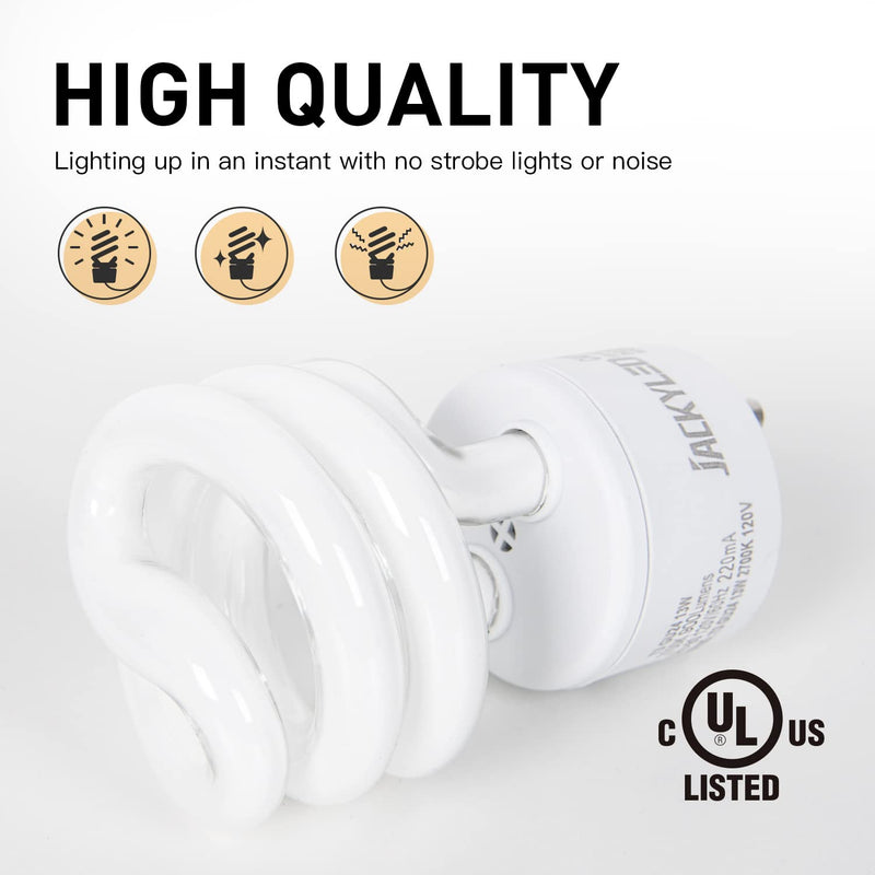 [Australia] - JACKYLED UL-Listed GU24 CFL Light Bulbs, T3 13W 2700K Warm White GU24 Base Compact Flourescent Bulbs, Energy Efficient 900lm Spiral Bulb, 2-Pack 2 Count (Pack of 1) 