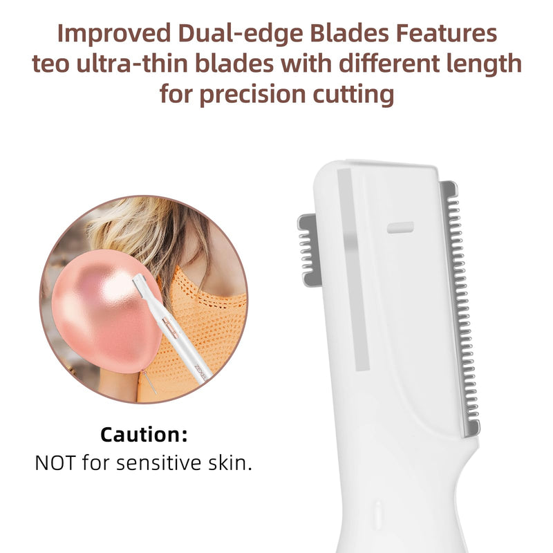 [Australia] - Upgraded Eyebrow Trimmer, Precision Facial Hair Trimmer with Comb, Battery Operated Painless Electric Eyebrow Razor Facial Hair Remover Face Chin Neck, Upper-Lip, Peach-Fuzz 