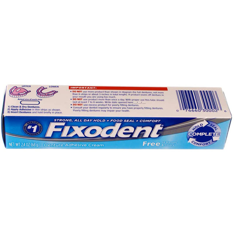 Fixodent Free Denture Adhesive Cream 2.40 oz (Pack of 4) 2.4 Ounce (Pack of 4)