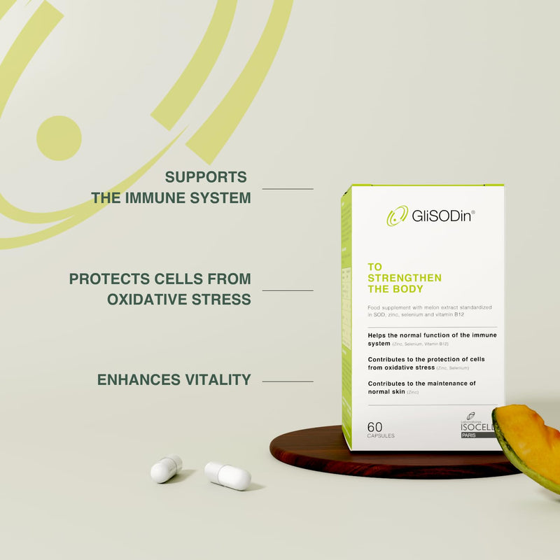 GliSODin to Strengthen the Body – Boosts Immune System, Enhances General Health & Recovery, Protects Cells from Oxidative Stress, and Supports Healthy Skin – Made in France - 60 Vegetarian Capsules