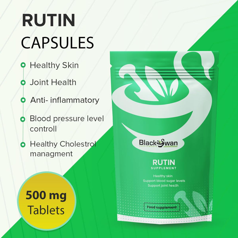Black Swan Rutin Tablets - 500mg Antioxidant Formula Bioflavanoid Source Vitamin C Energy Boost Detoxification Nutrient Enriched Natural Supplement - 120 Tabs 4 Month Supply 0.01 g (Pack of 120)