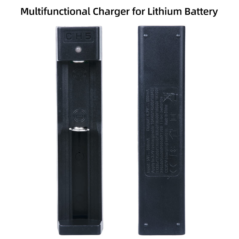 18650 Battery Charger, Suitable for Lithium Battery 18650 20700 10440 14500 18500 16340 17500 Battery Charger, USB Single Slot li-ion Rechargeable Battery Charger (Battery not Included) Fit 3.7V Battery（Single Slot）