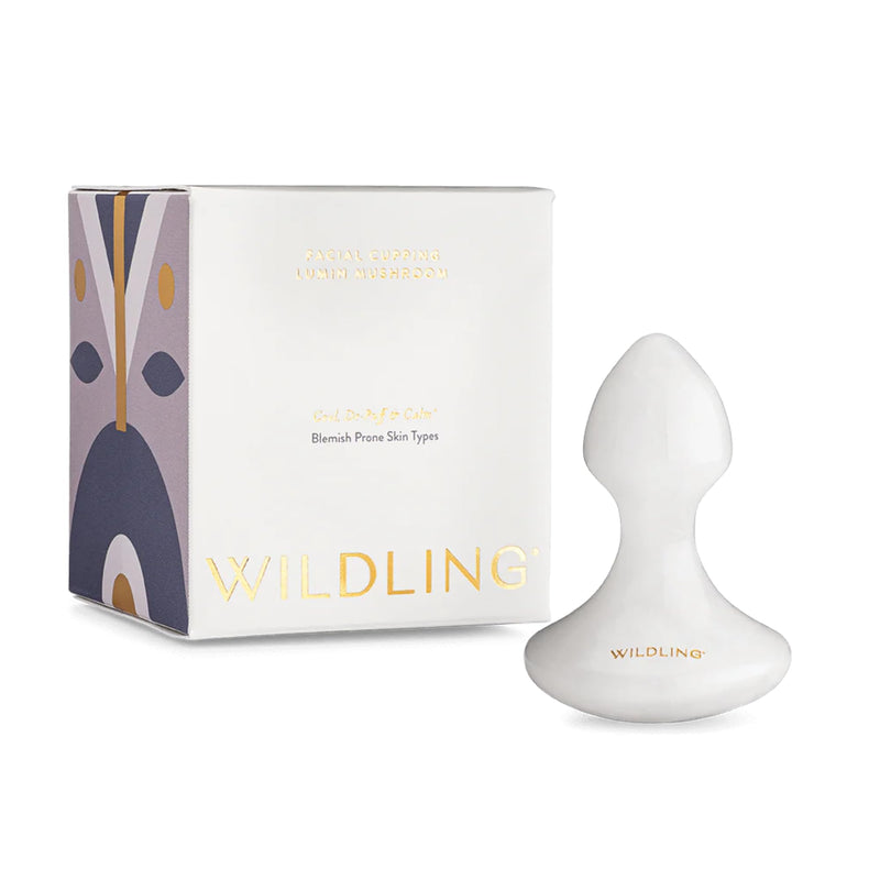 WILDLING Lumin Mushroom | Facial Massage Stone | Made with White Jade | Designed to Cool + De-puff + Calm the Skin | Perfect with Lumin Oil