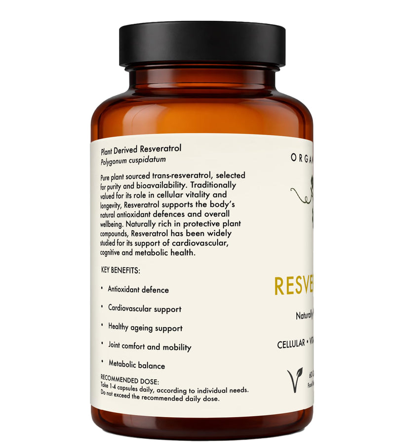 Resveratrol Capsules | Premium Plant Derived Resveratrol | 60 Vegan Capsules | Botanical Wellness & Healthy Ageing Support | No Fillers or Flow Agents