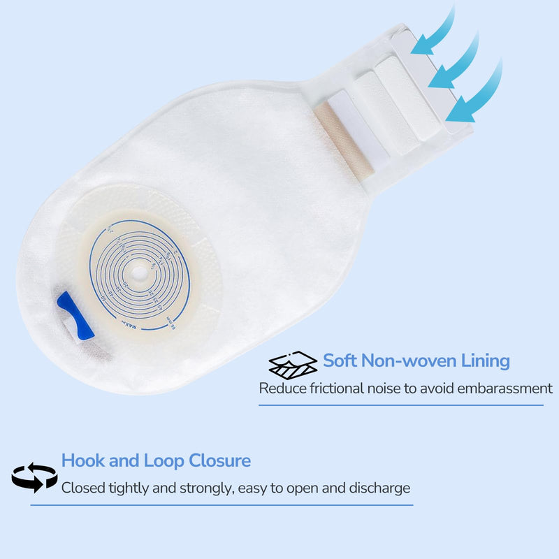 [Australia] - 20 Pack Colostomy Bags Ostomy Supplies, One-Piece Colostomy Bags, 10-66mm Cut-to-Fit Drainable Ostomy Bag with Waistband for Ileostomy Stoma Care White 