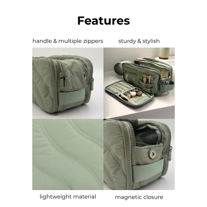 Travel Makeup Bag and Jewelry Organizer- Sage Green