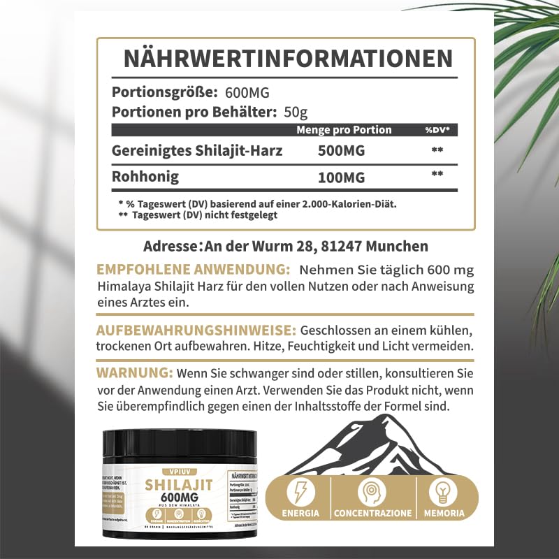 [Australia] - Himalaya Shilajit Original - Organic Shilajit resin from the Himalayas, rich in over 85 trace elements & fulvic acid, 600 mg for concentration, energy & immunity, 50 grams 