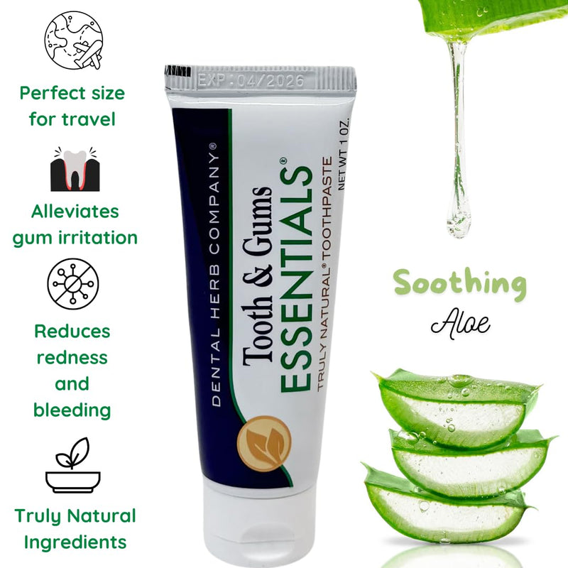 Dental Herb Company - Tonic Mouthwash and Essentials Toothpaste Travel Kit - Made with Pure Essential Oils to Relieve Bad Breath, Bleeding, and Irritated Gums. 2 oz. Mouthrinse - 1 oz. Toothpaste