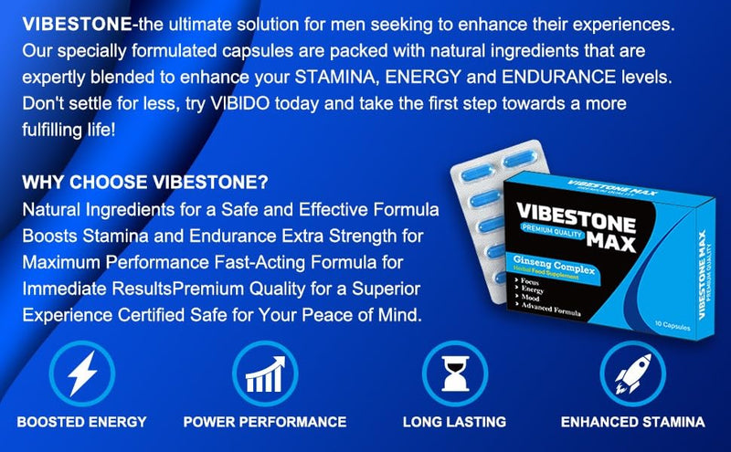 Ultra Strong VIBESTONE MAX™.10 x 500mg Pills - Herbal Supplement, Performance Enhancing Supplements for Energy, Stamina and Endurance.