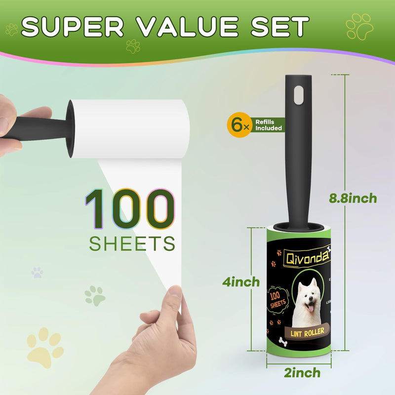 [Australia] - Lint Rollers for Pet Hair Extra Sticky, Lint Rollers 600 Sheets Mega Value Set, Pet Hair Remover with 3 Upgraded Handles, Portable Lint Remover for Clothes, Furniture & Pet Hair (6 Pack) Black 