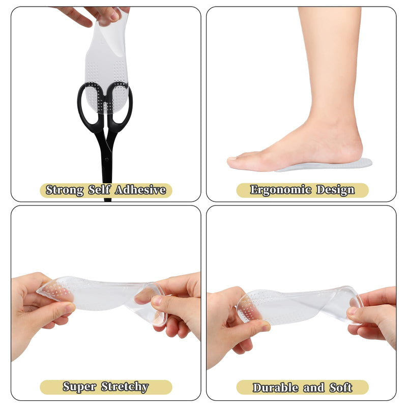 [Australia] - COMNICO 2 Pairs of Arch Pads Gel Arch Support Insoles Silicone Foot Insoles Self-Adhesive Orthopedic Insoles Heel Cushion for Foot Pressure and Foot Pain Relief (Transparent) 