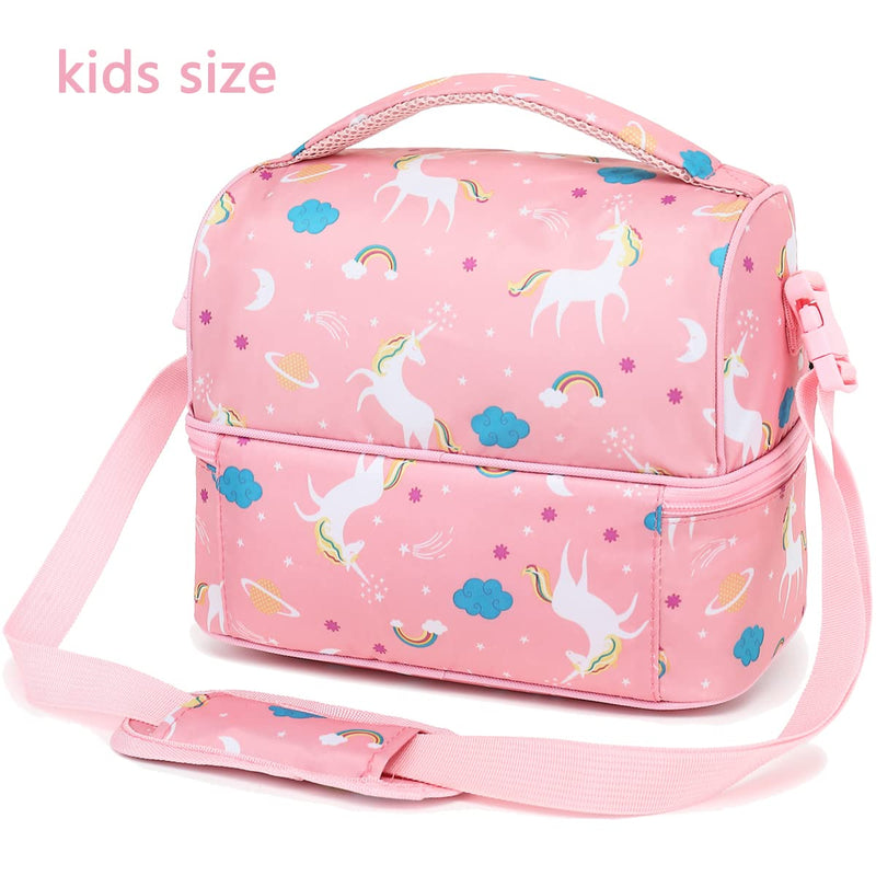 [Australia] - FlowFly Kids Double Decker Cooler Insulated Lunch Bag Large Tote for Boys, Girls, Men, Women, With Adjustable Strap, Unicorn 