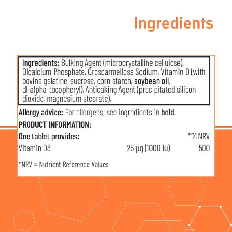 Quest - Vitamin D3 1000i.u High Strength VIT D Supplements Tablets. Easy to Swallow One A Day D3 Vitamin for Immune System, Healthy Bones, Teeth and Muscles (90 Tablets) 1 count (Pack of 90)