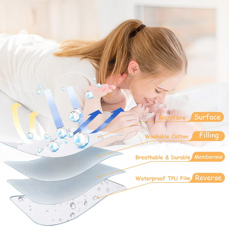 [Australia] - Yoofoss Waterproof Crib Mattress Protector 2 Pack, Quilted Crib Mattress Pad Cover Ultra Soft and Breathable, Machine Washable Toddler Mattress Protector for Standard Baby Crib Size 52''x28'' White (2 Pack) Microfiber 