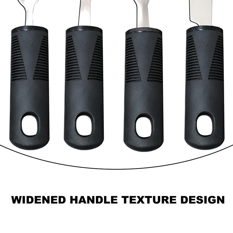 4Pcs Wide Handled Easy Grip Cutlery Set,Easy Grip Cutlery Set for Disabled Hands – Comfortable Adapted Utensils for Arthritic & Parkinson's Patients – Anti-Shake Spoon & Fork