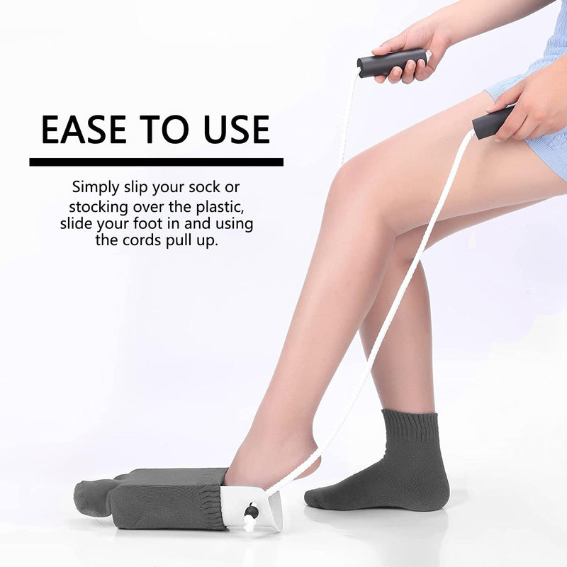 [Australia] - DILSIAI Sock Aid Device for Seniors Assistant Device no Bending Helper Easy on and Off Stocking - Without Bending, Slip Resistance, Reliable Sock Aid Device for Seniors (White) White 