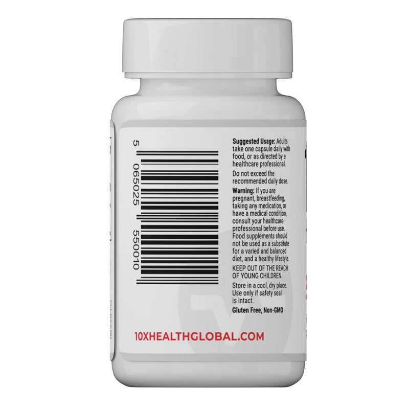 10X Health 5-MTHF Methylfolate - 60 Capsules Methylated Folic Acid with Magnesium - Bioactive Vitamin B9 for Brain, Heart & Neurotransmitter Synthesis - Bioavailable Methyl Folate Supplements