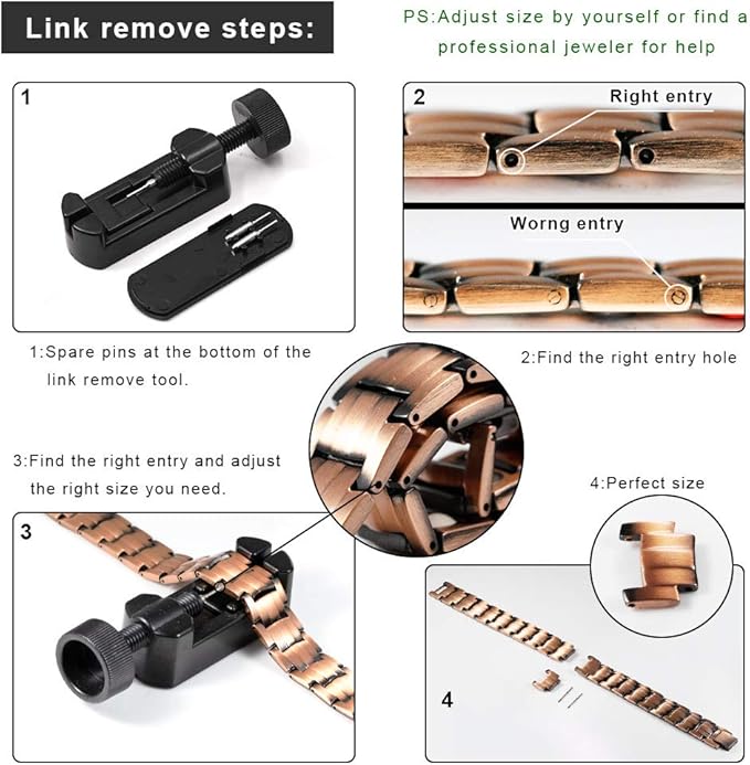 [Australia] - Rainso Mens Doule Row Pure Copper Magnetic Therapy Bracelet Pain Relief for Arthritis 3500 Gauss with Gift Box 