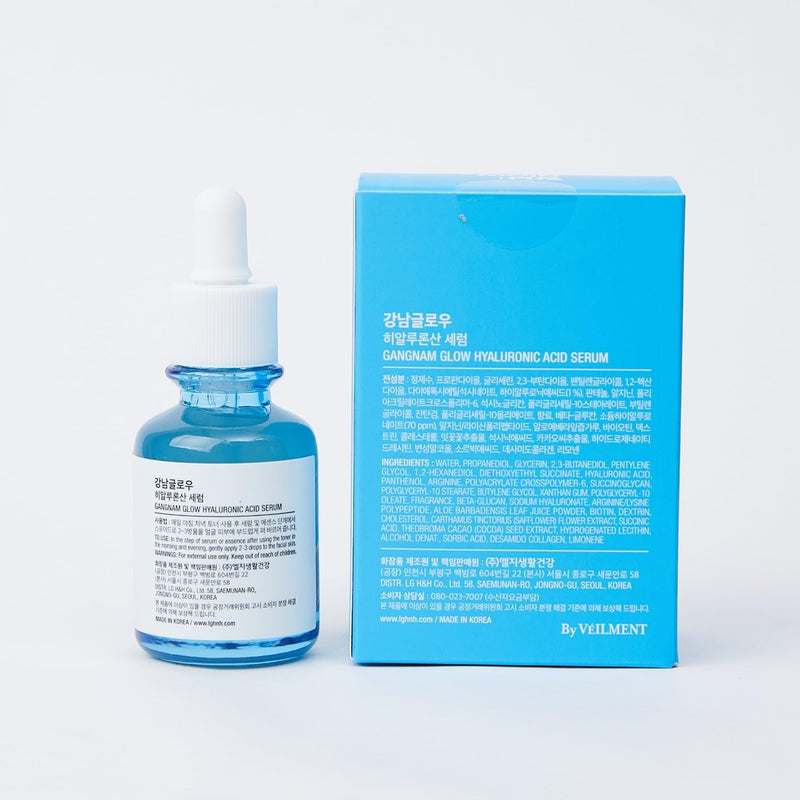 GANGNAM GLOW Hyaluronic Acid Serum 1.01 fl oz | Hydrating Serum with Hyaluronic Acid & Vitamin B5 & Vegan Collagen, Plumping and Fine Lines , Korean Skincare 1.01 Fl Oz (Pack of 1)