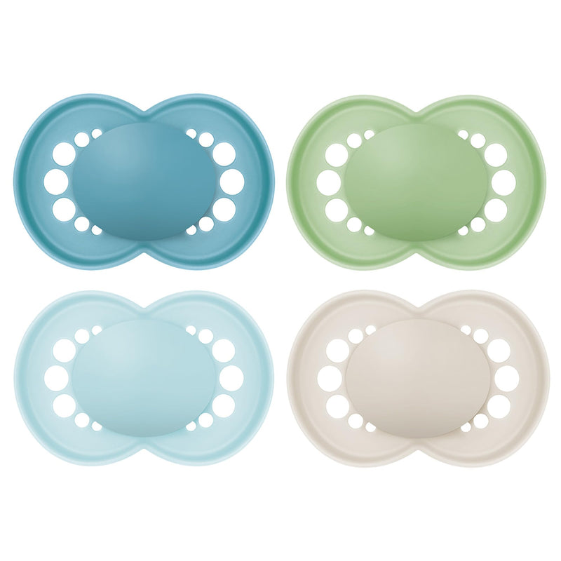 [Australia] - MAM Original Matte Pacifier, 1 sterilzing case, Baby Pacifier, Best Pacifiers for Breastfed Babies, 6-16 Months, Boy Teal/Pale Mint / Sky / Shell 4 Count 