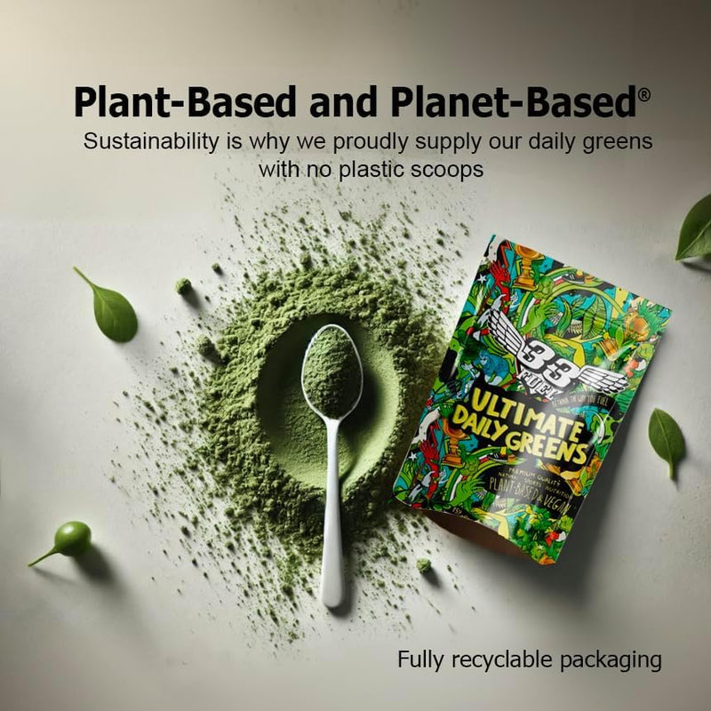 33Fuel Daily Greens Powder - UPF-Free Premium Superfood & Fibre Blend for Gut Health with only Natural Ingredients, Daily Greens Super Blend, Vegan, Handmade in the UK – Orange 159 g (Pack of 1)