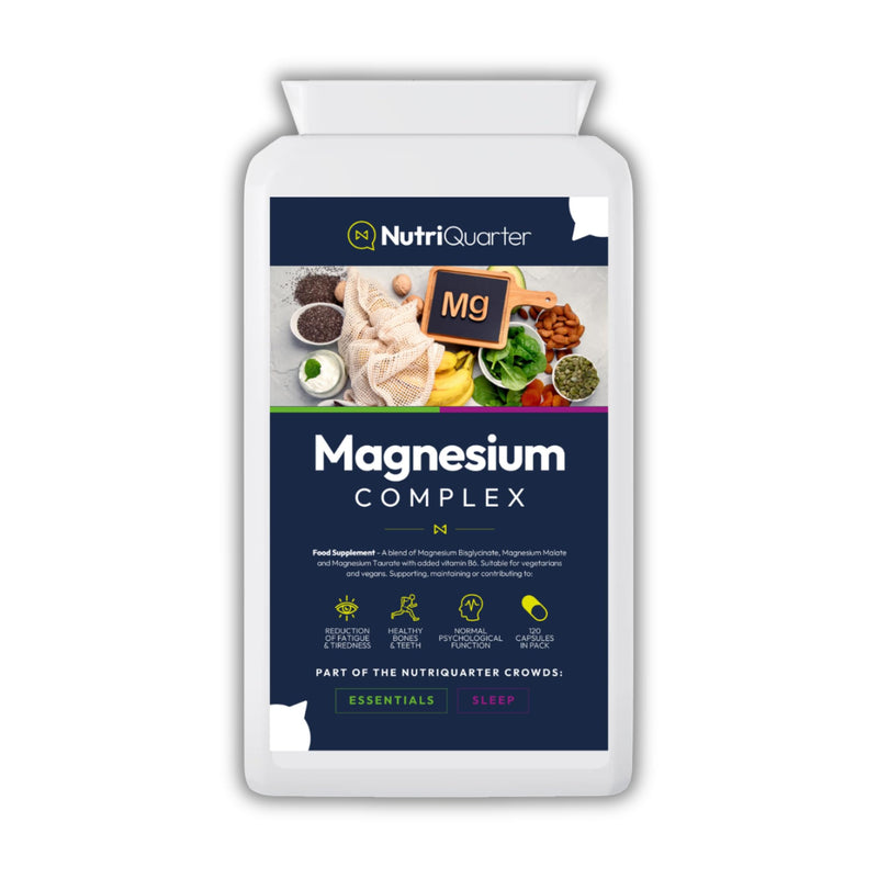 Magnesium Complex 375mg Elemental – 3-in-1 Formula: Bisglycinate, Malate & Taurate – 120 Vegan Capsules – with B6 – High Absorption – UK Made