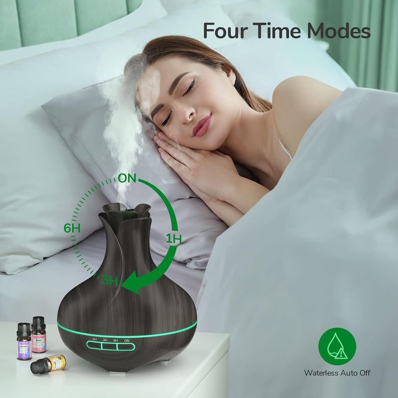 [Australia] - Aroma Diffuser, 600 ML with 8 Essential Oils, Humidifier Bedroom, Humidifier with Remote Control, 4 Timers, Automatic Waterless Shut-off for Large Rooms Blue Black 