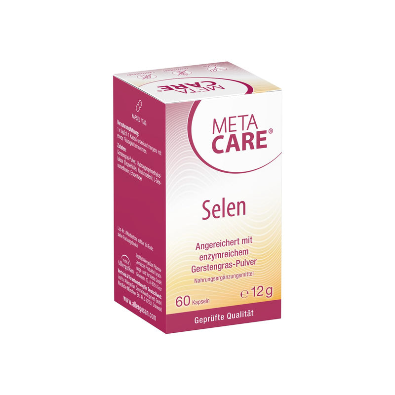 [Australia] - META CARE Selenium - With high-quality barley grass extract - Ideal for increased selenium requirements - High bioavailability - Vegan - 60 capsules 