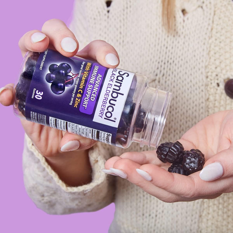 [Australia] - Sambucol Black Elderberry Gummies - Elderberry with Zinc and Vitamin C for Adults, Sambucus Elderberry Gummies, Immune Support Gummies - 30 Count 30 Count (Pack of 1) 