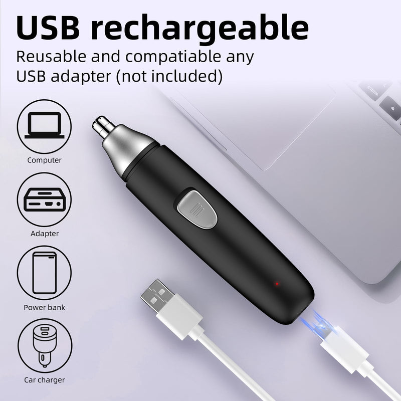 [Australia] - Nose Hair Trimmer Nose and Ear Hair Trimmer Eyebrow Lip Hair Painless Epilator Facial Hair Remover for Men and Women (Black) Black 