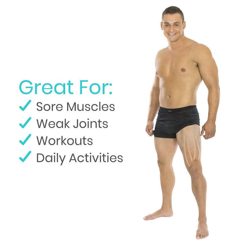 [Australia] - Vive Kinesiology Tape (105 Feet) - Therapeutic Athletic Support Tape - Uncut Kensio Roll - Muscle and Joint Recovery for Shoulder, Back, Knee, Elbow and Ankle Pain Relief - Waterproof for Sports Beige 2" x 105' 