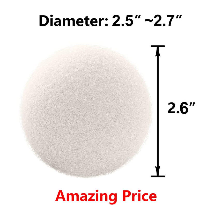 [Australia] - Wool Dryer Balls 6-Pack, Drying Balls for Laundry,Reusable As Natural Fabric Softener, Reduce Clothing Wrinkles, Drying Clothes Faster Eco-Friendly 