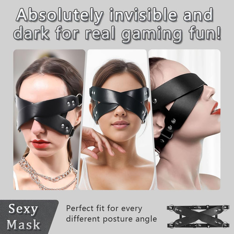 [Australia] - Leather Masquerade Party Mask Sexy Eye Blindfold Masks for Women Adjustable Mask for Night Club Halloween Party Costume Cosplay 