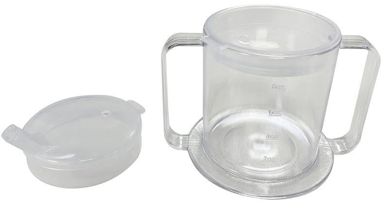 2-Handle Adult Sippy Cup Wide Base Mug with Transparent 2 Style Lids Lightweight Drinking Cup with Easy-to-Grasp Handles for Hot and Cold Beverages Spill-Resistant Prevents Tipping Beakers for Elderly