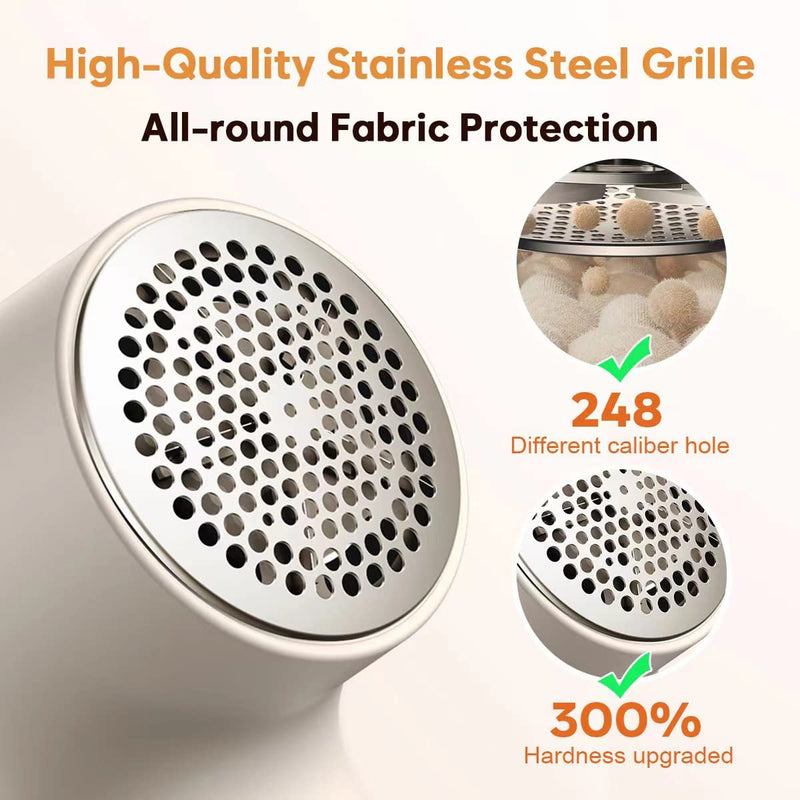 [Australia] - 𝗥𝗲𝗰𝗵𝗮𝗿𝗴𝗲𝗮𝗯𝗹𝗲 Fabric Shaver, coldSky Lint Remover for Clothes with 3 Replaceable Blades, Electric Lint Shaver with Digital Display, 3-Speeds Defuzzer for Removing Fuzz and Pill from Sweater White 