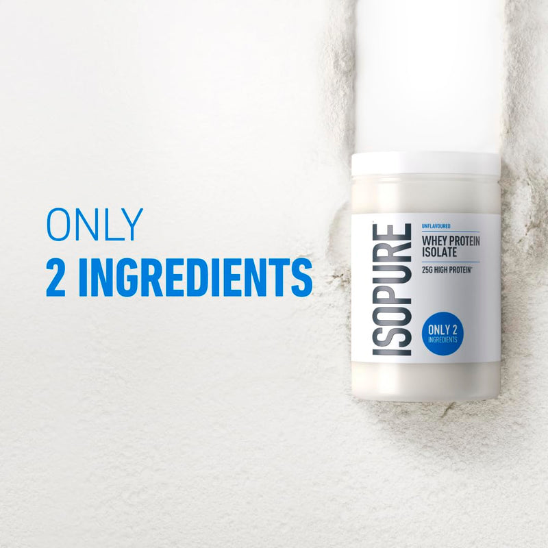 Isopure Unflavoured Whey Protein Isolate Powder, High in Protein with 25 g per Serve, Low in Sugar, No Artificial Flavours or Sweeteners, Made with Only 2 Ingredients, 435 g