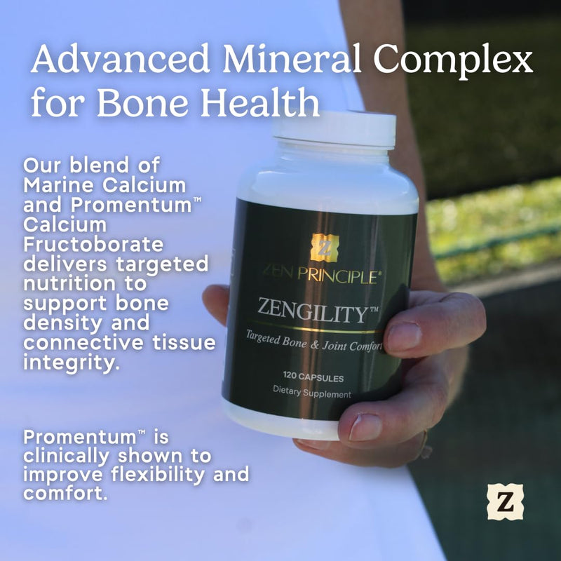 Zen Principle Zengility™ Joint Support & Bone Strength Supplement – Fast-Acting Relief with MSM, Plant Calcium, Vitamin K2 & D3. Shellfish-Free Vegan Formula for Mobility & Comfort. 120 Capsules 1