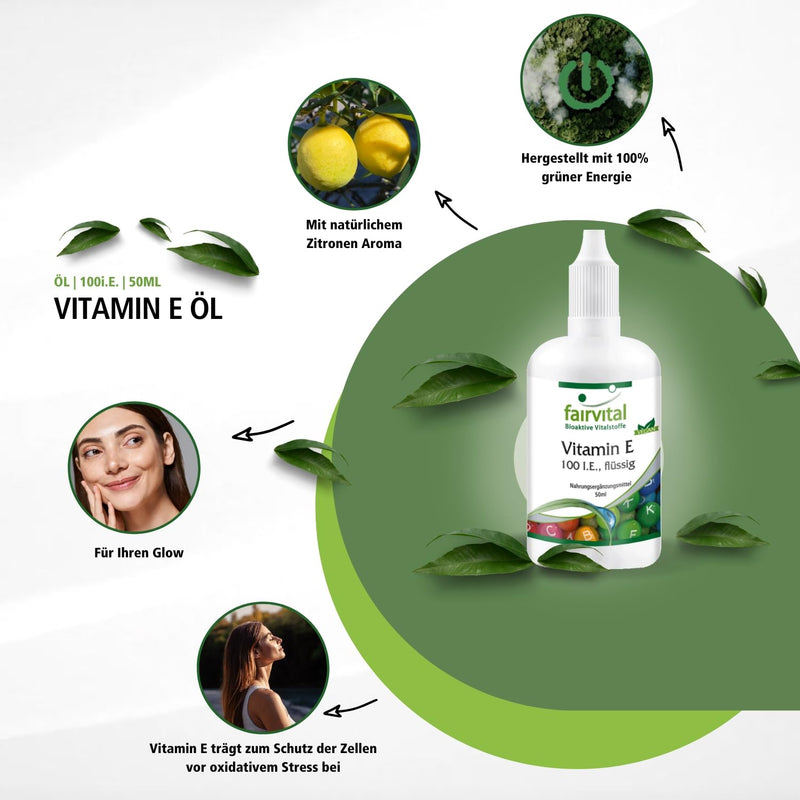 [Australia] - Fairvital | Vitamin E oil 100 IU drops - 50ml - with over 1200 drops - VEGAN 