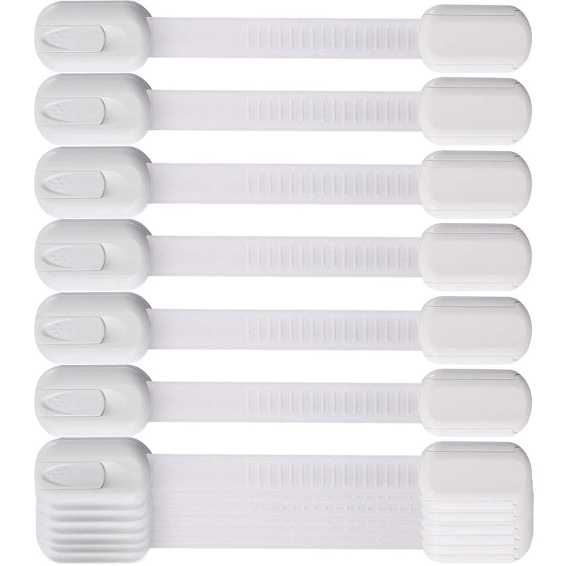 [Australia] - 12 Pack Vmaisi Multi-Use Adhesive Straps Locks - Childproofing Baby Proofing Cabinet Latches for Drawers, Fridge, Dishwasher, Toilet Seat, Cupboard, Oven,Trash Can, No Drilling (White) (12) 12 