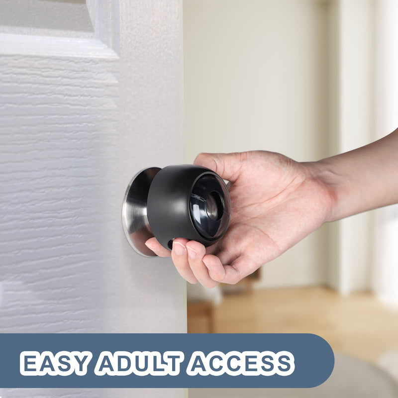 [Australia] - Improved Door Knob Covers Child Proof Door Handle Covers Child Safety, Baby Proof Door Knob Locks for Kids, 4 Pack (Clear-Black) Clear-Black 