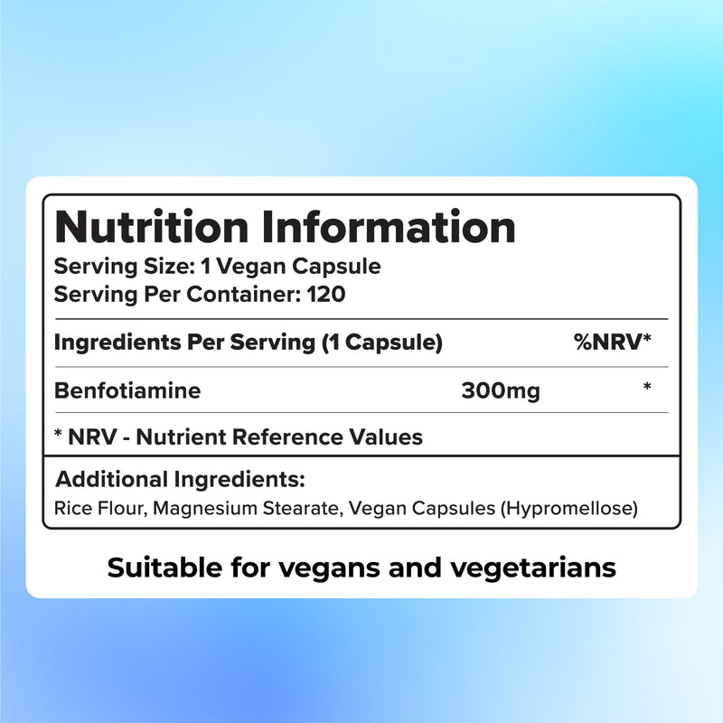 iperk Benfotiamine 300mg - High Absorption Vitamin B1 Supplement, 120 Vegan Capsules (4 Months Supply)