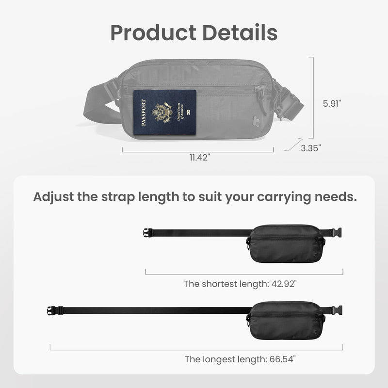 tomtoc 3.5L Sling Bag with RFID Blocking Crossbody Chest Pack for Men Women | EDC Minimalist Shoulder Bag, Water-resistant Lightweight Carrying Waist Fanny Pack for Travel, Daily Commute, Hiking, Walking Black