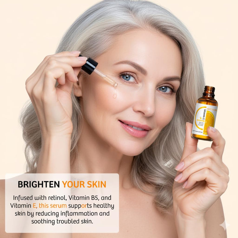 Elite Glow: Best Vitamin C Serum for Face with Vitamin E, Retinol & Hyaluronic Acid - Anti Aging Serum Erase Fine Lines, Dark Spots while Hydrate & Brighten All Skin Types of Men & Women | 1Fl Oz