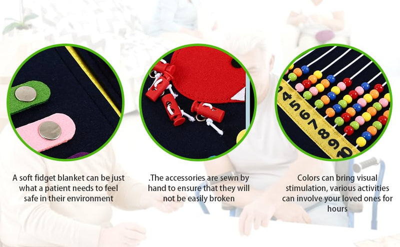 Fidget Pad for Elderly, Dementia & Alzheimer's Activities, Sensory Blanket for Memory Loss, Autism & Anxiety Relief