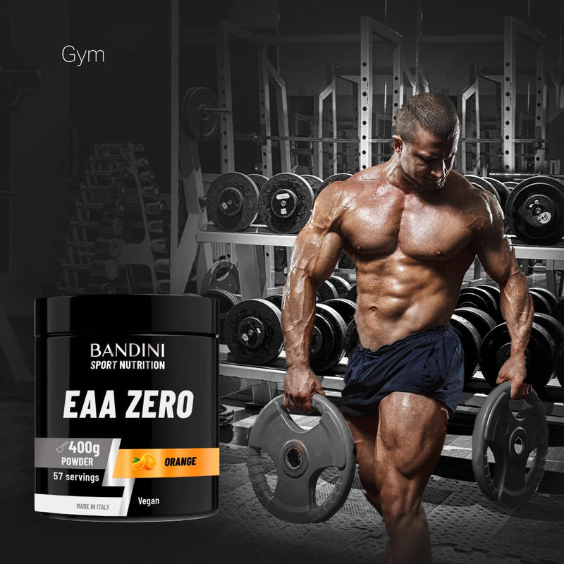 Bandini® EAA Essential Amino Acids | 400 g Powder | 9 Fermented Essential Aminoacids EAAs + BCAAs 211 & Vitamin B6 | Muscle Growth & Recovery | Intra, Pre & Post Workout | Vegan, Orange Flavour