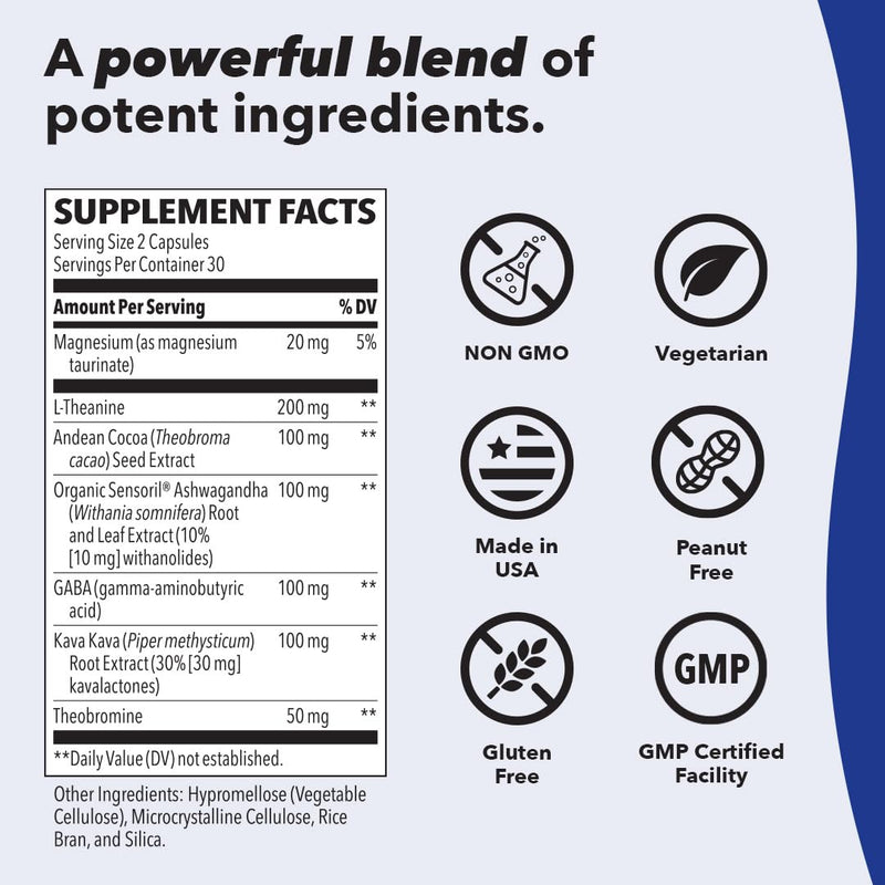 [Australia] - Anxie-T - Stress Relief Supplement - Supports Mood & Mental Focus - Feel Calm and Relaxed - Eases Tension & Nervousness - Ashwagandha, Kava Kava, GABA & L-Theanine - 60 Capsules 60 Count (Pack of 1) Original 