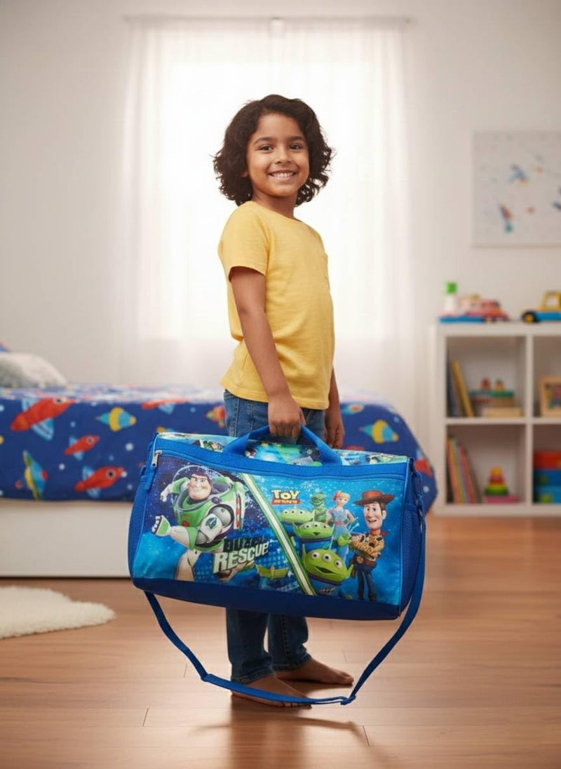Disney Pixar Toy Story Kids’ Duffle Bag – Buzz Lightyear, Woody & Friends Travel Gym Bag with Adjustable Strap