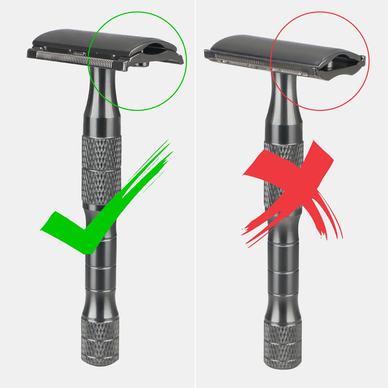 Gun Black Double Edge Safety Razor with Stand, Single Blade Razors for Men and Women, with 10 Safety Razor Blades, Smooth & Close Shave, Plastic Free Gun Black Razor with Stand